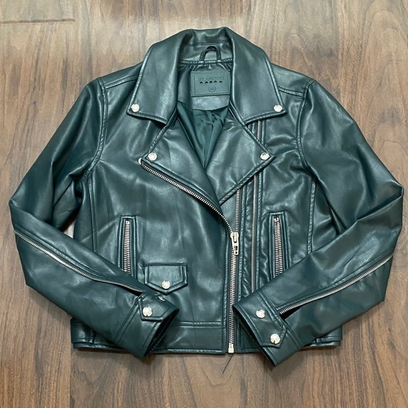Blank NYC Jackets & Blazers - Blank NYC Green Moto Faux Leather Jacket